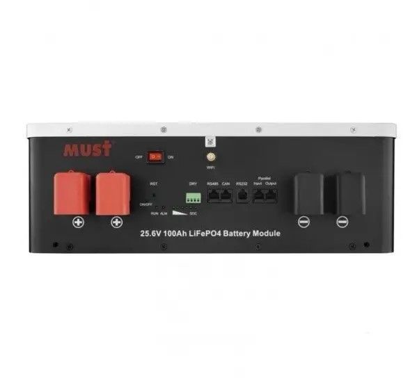 Акумулятор MUST LP16-24100 LiFePO4 25.6В 100Аг 2.56 кВт&middot;год настінний BMS CAN/RS485 BS1959 фото